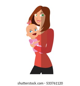 Isolated baby and mother cartoon design