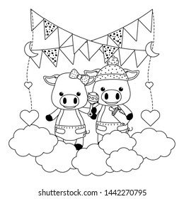 Isolated baby pigs cartoons design