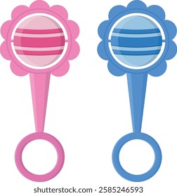 Isolated baby rattles pink and blue