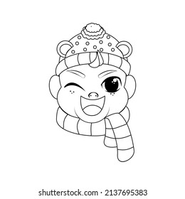 Isolated baby scarf christmas draw borderline cute face vector illustration