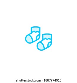 El icono de calcetines de bebé aislados contorno el color azul.