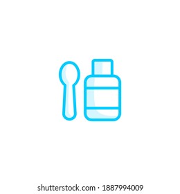 Un icono aislado de vitaminas para bebés, contorno de color azul.