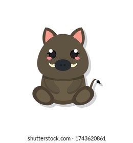 Isolated baby wild pig. Wild animal - Vector illustration