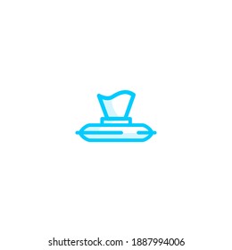 Isolated baby wipes icon vector outline blue color.