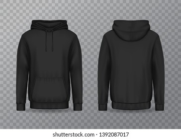 Isolated back and front man hoody on transparent