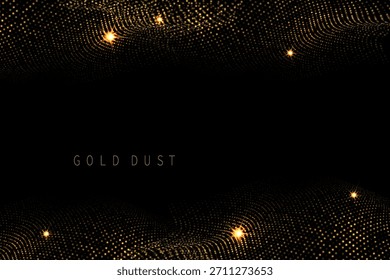 Ein isolierter Hintergrund mit einem exquisiten goldenen Wellenmuster mit Glitzer