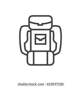 Isolated Backpack Outline Symbol On Clean Background. Vector Baggage Element In Trendy Style.