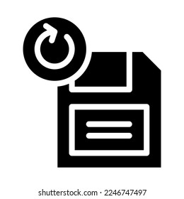 Isolated backup symbol in glyph icon on white background. Floppy disk, storage, disk drive, save