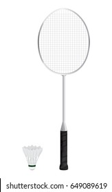 Isolated of Badminton racket and shuttlecock with white background. vector . illustration. graphic design.