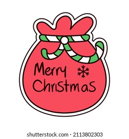 Isolated bag merry christmas decorative sticker illustration