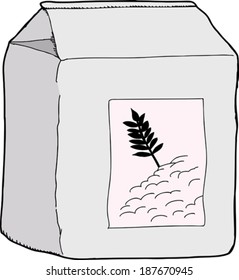 Isolated bag of wheat flour over white background