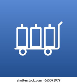 Isolated Baggage Cart Outline Symbol On Clean Background. Vector Luggage Trolley Element In Trendy Style.