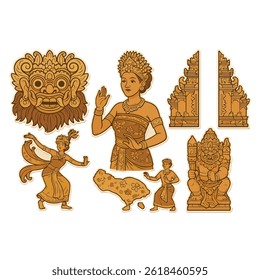Isolated balinese Illustration. Hand drawn Indonesian cultures