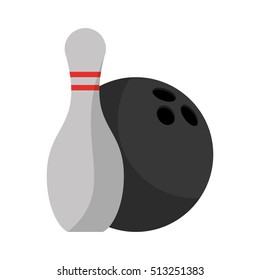 Isolated ball and pin of bowling sport design