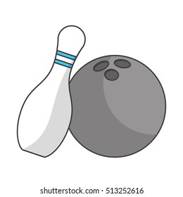 Isolated ball and pin of bowling sport design