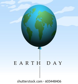 Isolated balloon shaped earth on the sky, Vector illustration