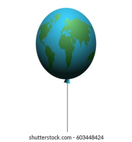 Isolated balloon shaped earth on a white background, Vector illustration