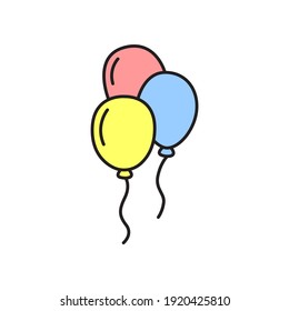 Einzeln Ballons flache Linie Kontur.
