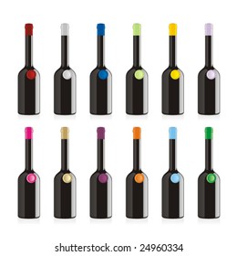 isolated balsamic vinegar bottles set