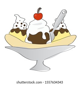 Isolated banan split. Ice cream - Vector llustration