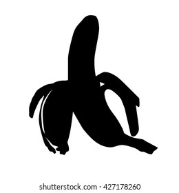 Isolated Banana Silhouette On White Background