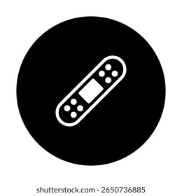 Ícone de bandagem isolado no desenho de círculo preto para representar a ilustração de tratamento médico e assistência médica