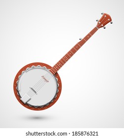 Isolated banjo, musical instrument, eps 10