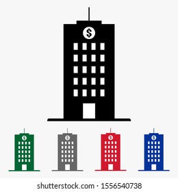 isolated bank building icon with Dollar Sign vector.