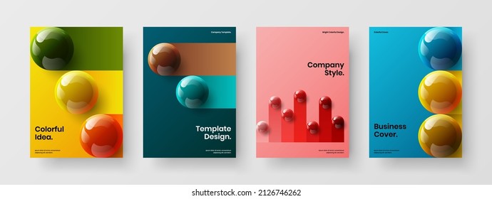 Isolated banner A4 design vector illustration composition. Unique 3D spheres journal cover layout bundle.