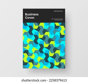 Isolated banner A4 design vector template. Multicolored geometric tiles pamphlet layout.