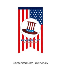Isolated banner with the american flag and a traditional hat