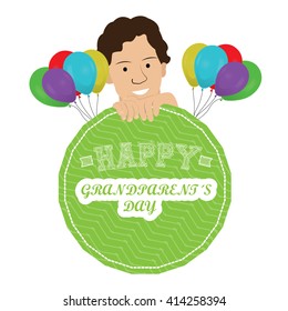 Isolated banner with balloons and a boy for grandparent's day