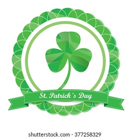 Isolated banner with a clover and a ribbon with text for patrick's day