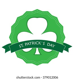 Isolated banner with a clover and a ribbon with text for patrick's day