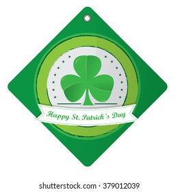 Isolated banner with a clover and a ribbon with text for patrick's day