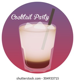 Isolated banner with a cocktail and text. Vector illustration