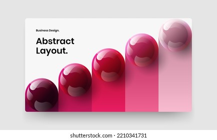 Plantilla vectorial de diseño de banner aislada. Esferas increíblemente realistas diseño de identidad de empresa.