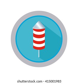 Isolated banner with a firework rocket on a white background