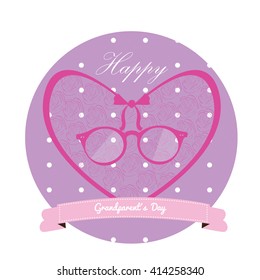 Isolated banner with heart, glasses and a ribbon with text on a white background