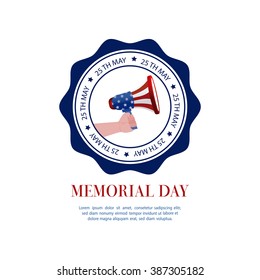 Isolated banner with a megaphone and text on a white background