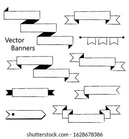 Isolated banner on a white background. Ribbons on a white background. White ribbons for inscriptions and decor. Vector.