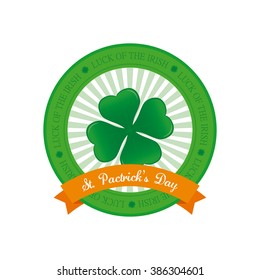Isolated banner with a ribbon and a clover for patrick's day