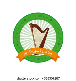 Isolated banner with a ribbon and a harp for patrick's day