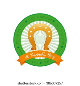 Isolated banner with a ribbon and a horseshoe for patrick's day