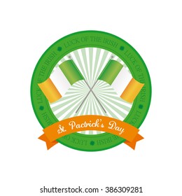 Isolated banner with a ribbon and a pair of irish flag for patrick's day