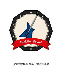 Isolated banner with a ribbon with text and a bass
