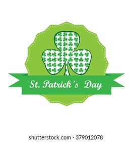 Isolated banner with a ribbon with text and a clover for patrick's day