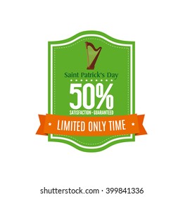 Isolated banner with a ribbon with text and a harp icon
