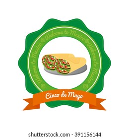 Isolated banner with a ribbon with text and a pair of tacos