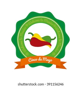Isolated banner with a ribbon with text and peppers